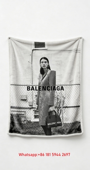 Balenciaga Vintage Monochrome Flannel Sofa Throw Blanket BA193